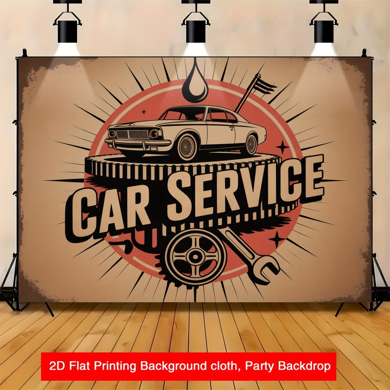 Heavy Equipment Service - Banner grande retrô para serviço automotivo